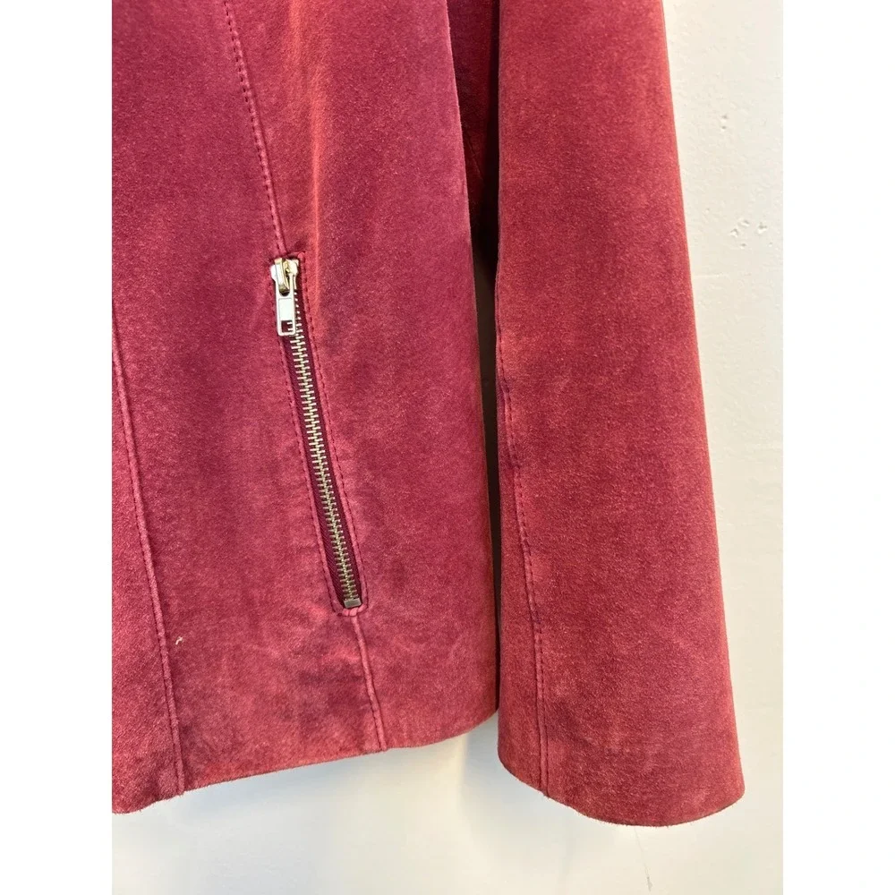 Lane Bryant Jacket Womens14/16 Pink‎ Suede Zip Front Pockets - Picture 4 of 8